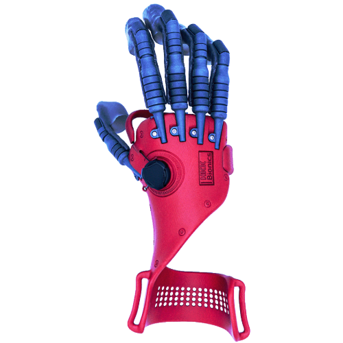 exomotion passive hand and passive finger mit roter Armschiene